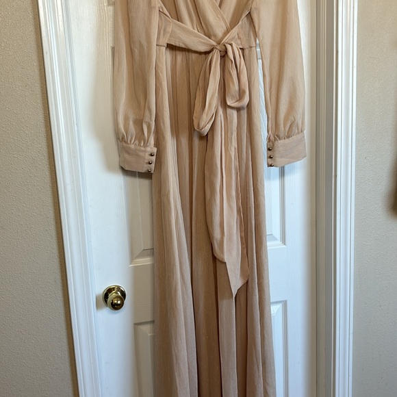 Large, Cream with shimmer long sleeve, floor length dress, never worn. - Picture 2 of 5